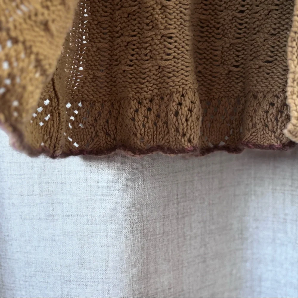 Vintage Caslon Fair Isle‎ Yoke Babydoll Knit Cardigan Cozy Cabincore Size L